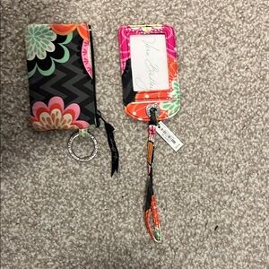 Vera Bradley Black and Pink ID Holder with Metal Hardware